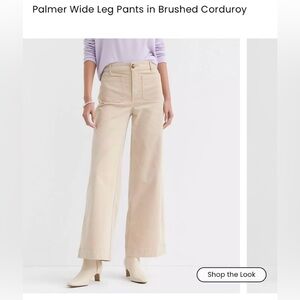 Loft Wide Leg Corduroy Pants in Cream